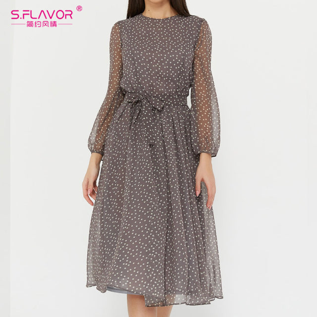 Long Sleeve Polka Dress