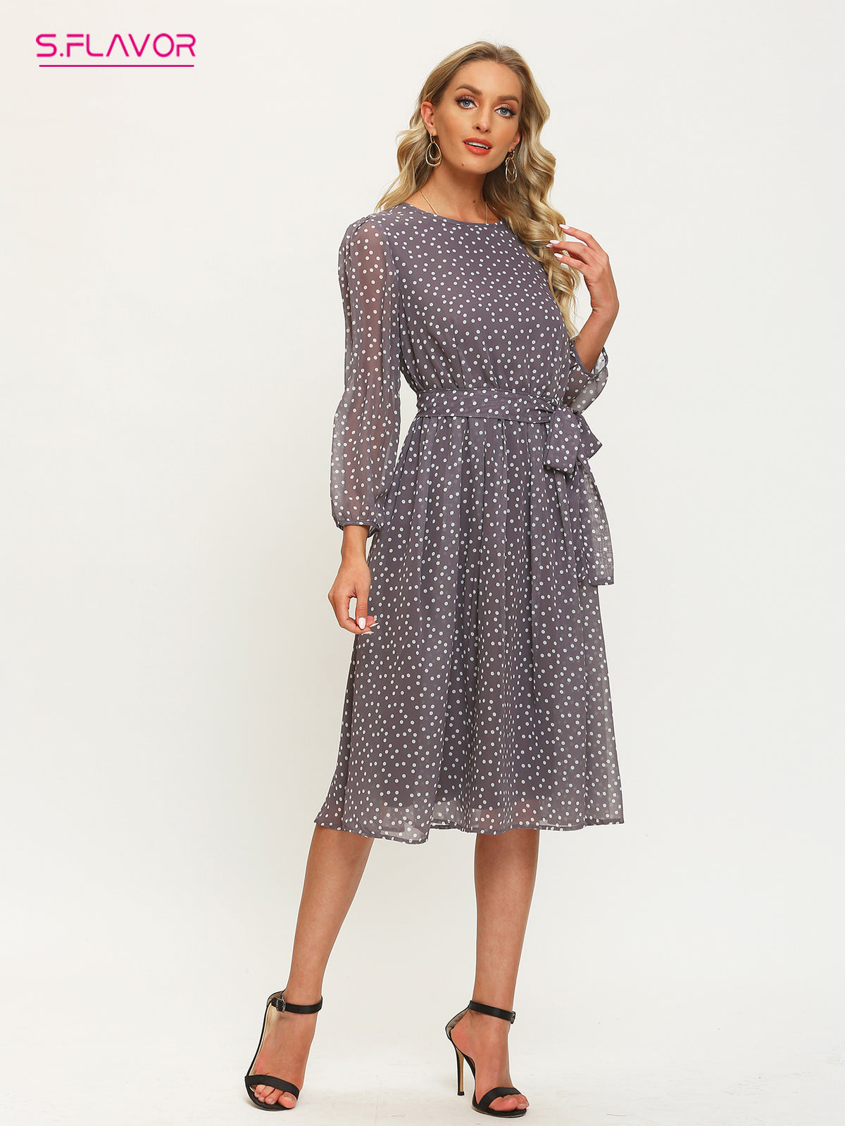 Long Sleeve Polka Dress