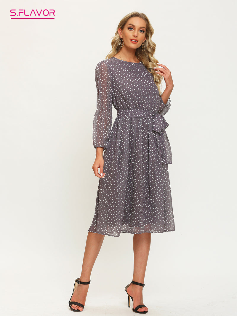 Long Sleeve Polka Dress